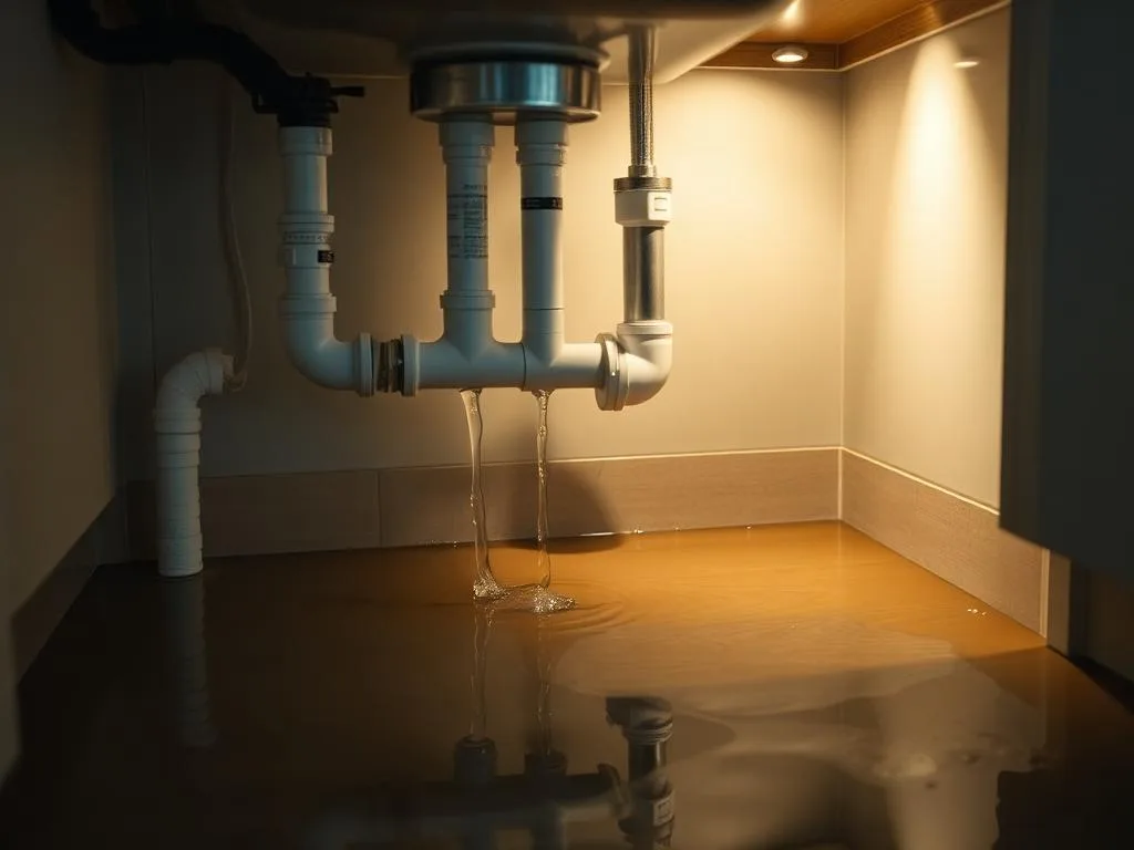 Water leak under kitchen cabinet